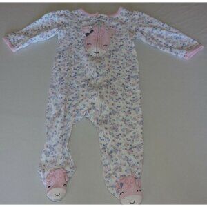 Carters Sheep Bodysuit One Piece Flowers Pink Pajamas Baby Girl Footed Zips 9M